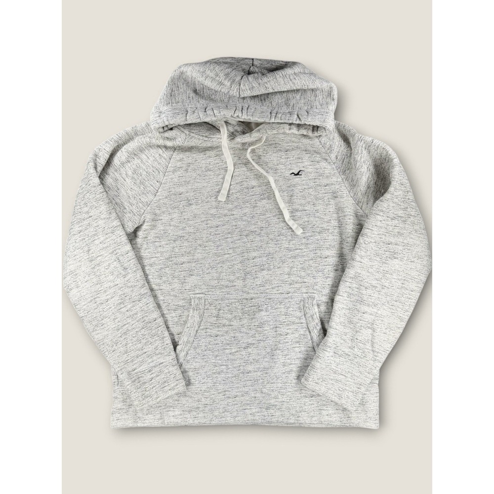 Hollister Feel Good Fleece Hoodie Sweater Small S Gray Marled Pullover Mens